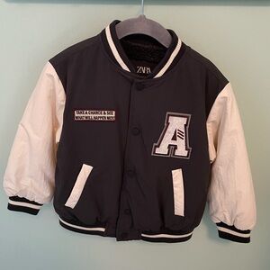 ZARA FLEECE LINED VARSITY BOMBER JACKET